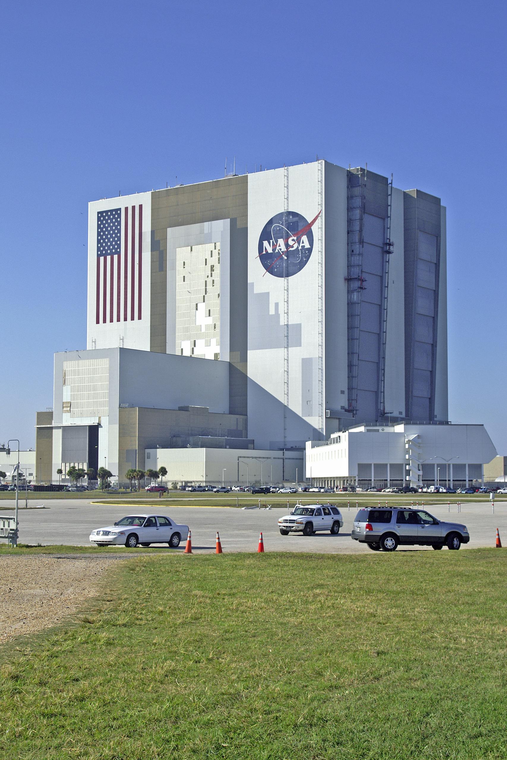 Iconic NASA Vehicle Assembly Building at Kennedy Space Center, Cape Canaveral, Florida, USA.